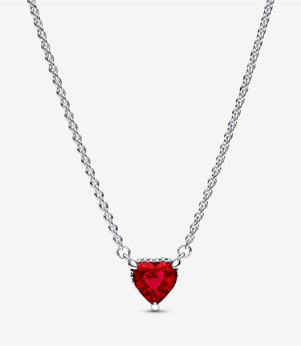 Pandora Timeless Sparkling Red Heart Halo Pendant Collier Necklace