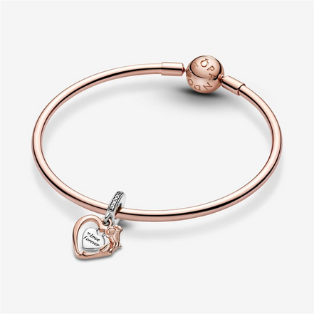 Pandora Moments Heart & Rose Flower Dangle Charm