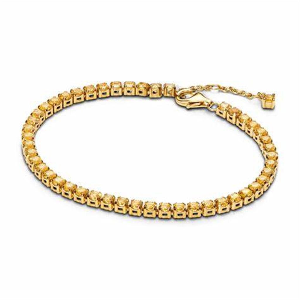 Pandora Timeless Sparkling Yellow Tennis Bracelet Size 18