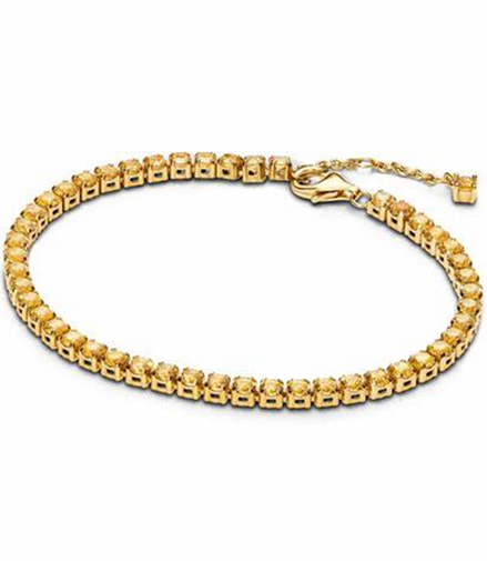 Pandora Timeless Sparkling Yellow Tennis Bracelet Size 18