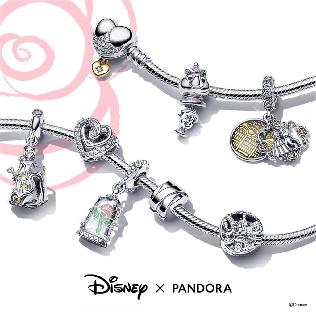 Pandora Disney Beauty and the Beast Enchanted Rose Dangle Charm