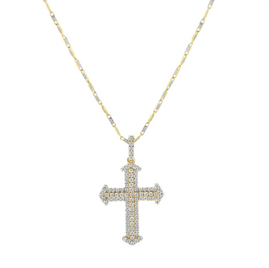 Oro Alexander 14K  Gold 0.42 CTW Diamond Cross Pendant Necklace