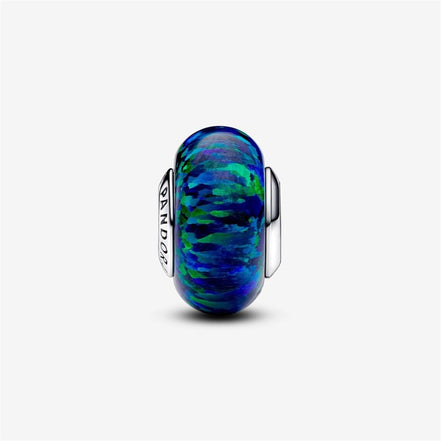 Pandora Moments Opalescent Green Blue Murano Charm