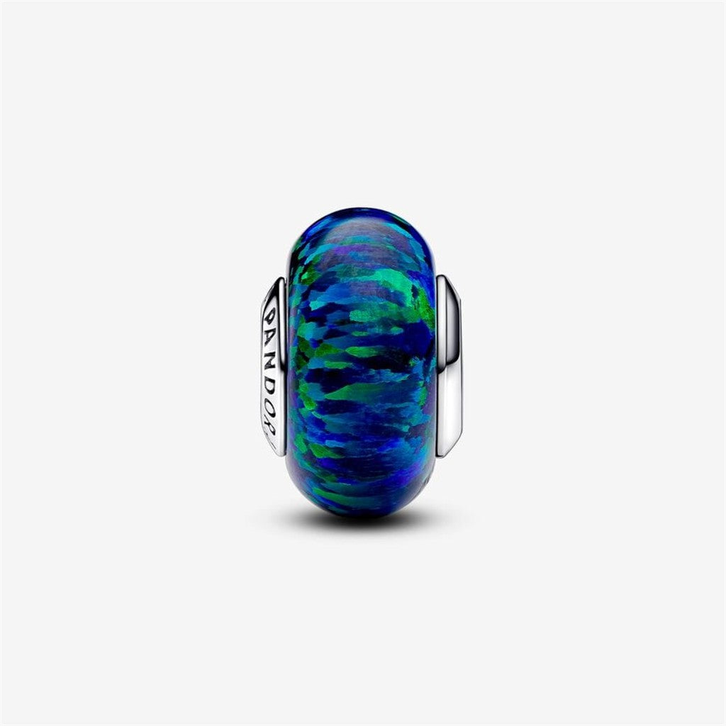 Pandora Moments Opalescent Green Blue Murano Charm