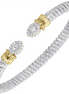 Vahan 14K Gold And Sterling Silver Diamond Halo 4mm Open Cuff Bracelet