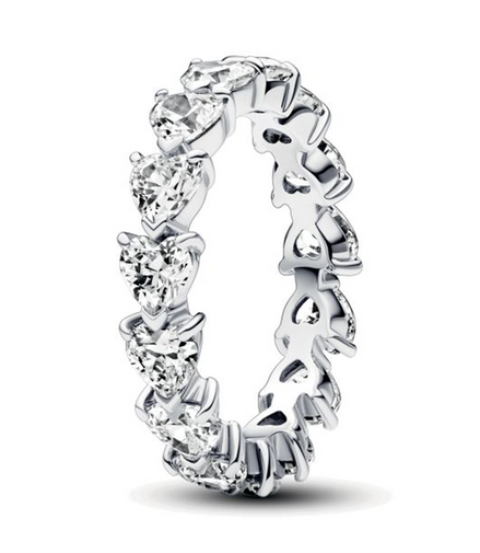 Pandora Timeless Row of Hearts Eternity Ring Size 9