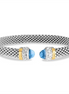 Phillip Gavriel Silver And 18K Gold  Blue Topaz Popcorn Renaissance Open Cuff Bangle Bracelet