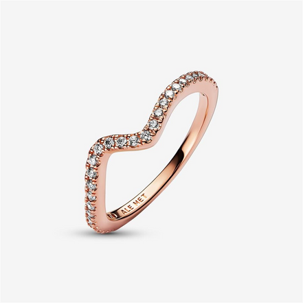 Pandora Timeless Sparkling Wave Ring Size 6