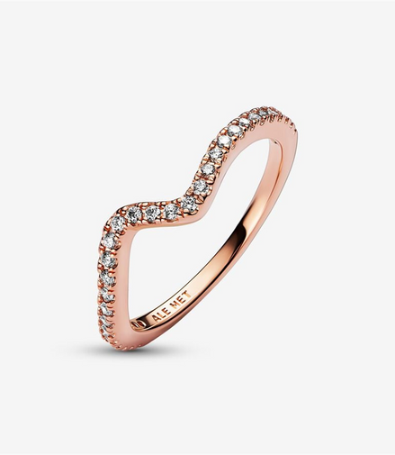 Pandora Timeless Sparkling Wave Ring Size 6