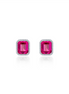 Lafonn 1.76 CTW Simulated Diamond And Emerald Cut Ruby Birthstone Earrings