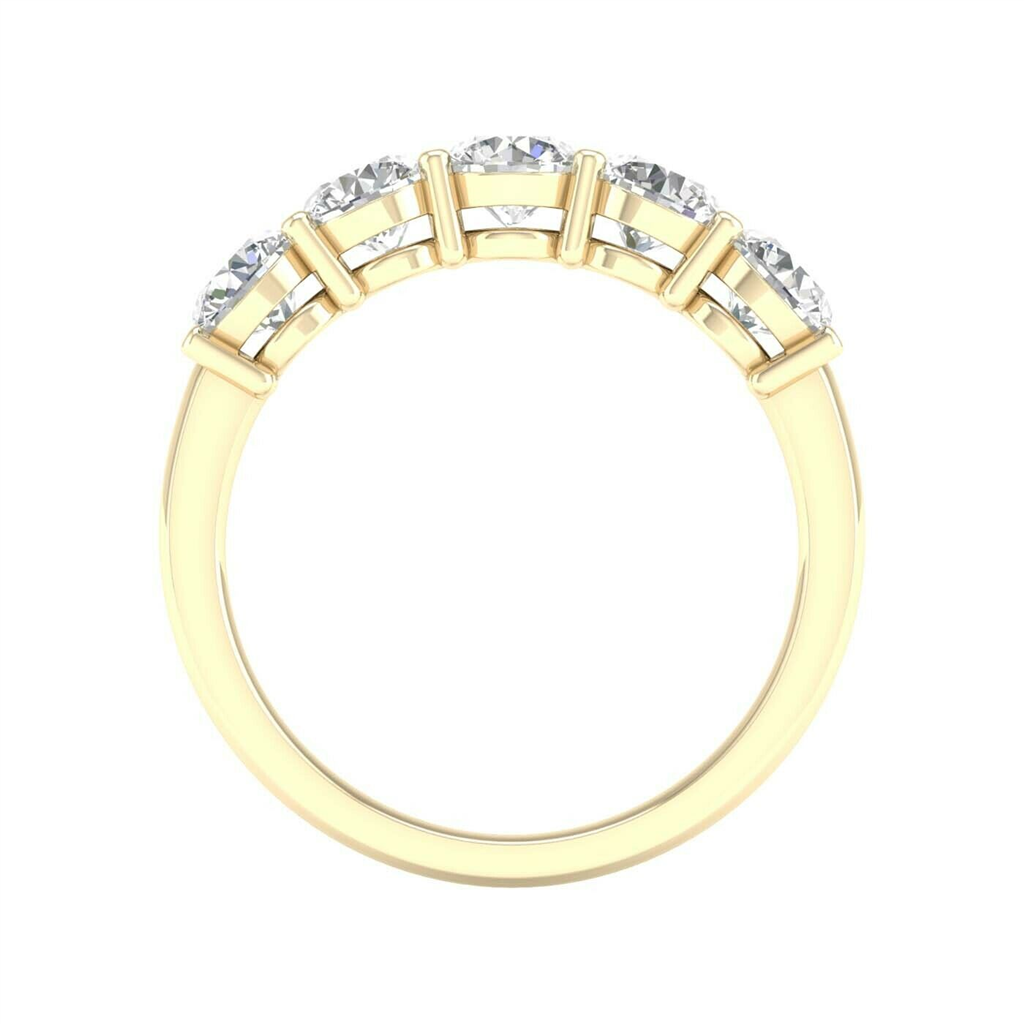 Revelation 14K Gold 1.50 CT Brilliant Round Lab Grown Diamond 5 Stone Band