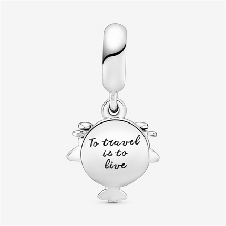 Panodra Moments "To Travel Is To Live" Propeller Plane Dangle Charm