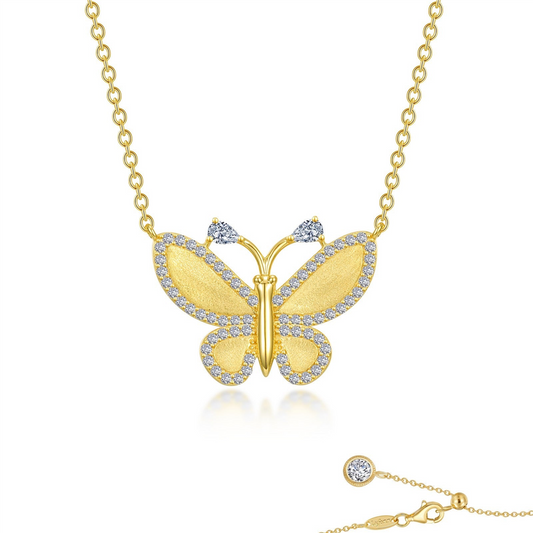 Lafonn Brrushed Gold 1.21 CTW Simulated Diamond Butterfly Necklace