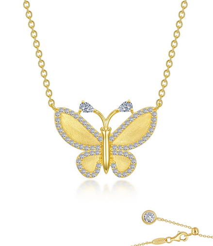 Lafonn Brrushed Gold 1.21 CTW Simulated Diamond Butterfly Necklace