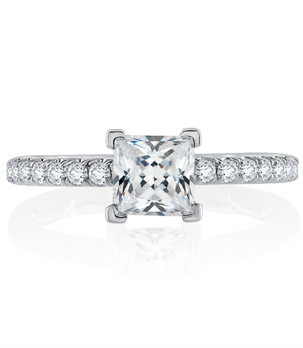 A.Jaffe V-Tip Prong Princess Cut Diamond Engagement Ring