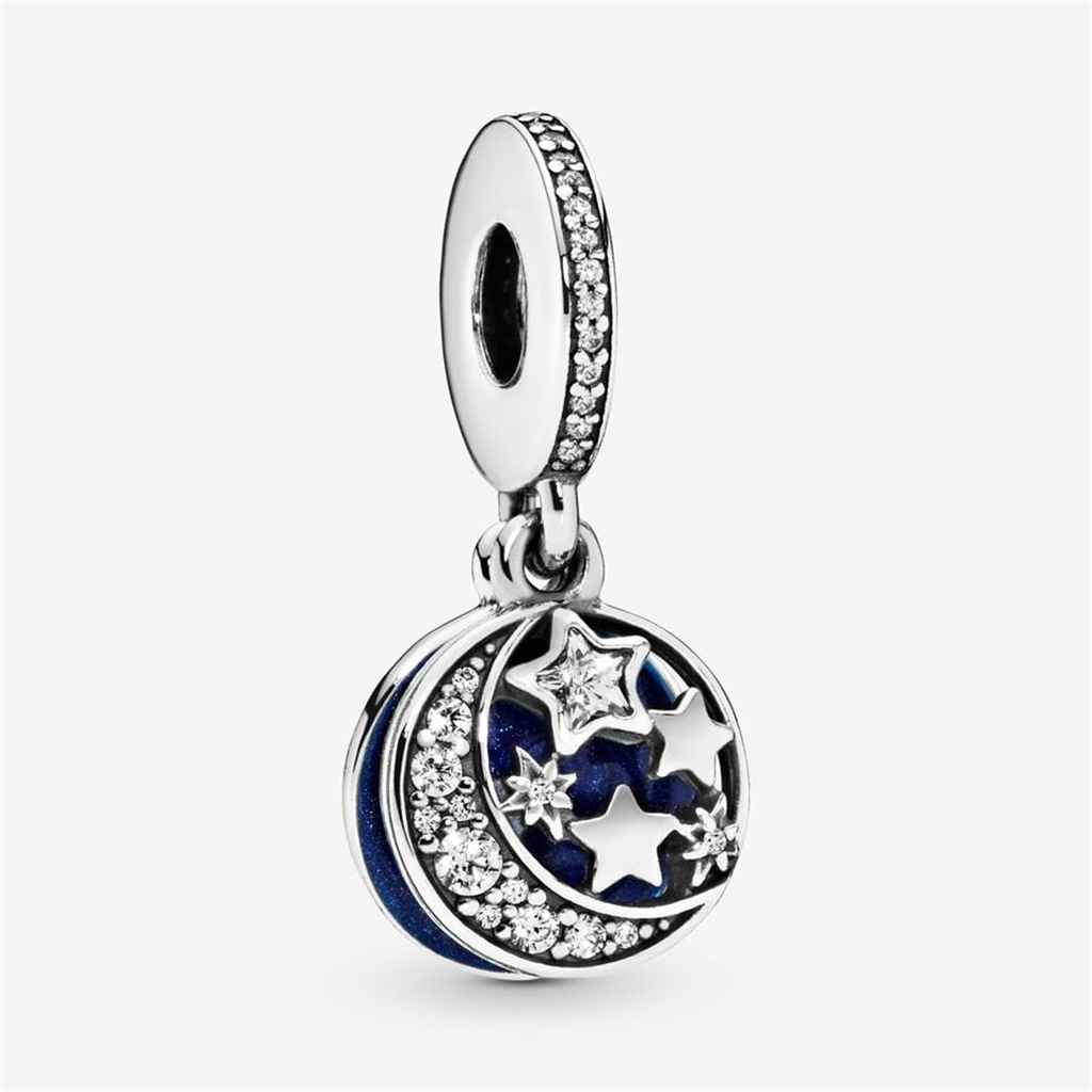 Pandora Moments Moon And Star Silver Dangle