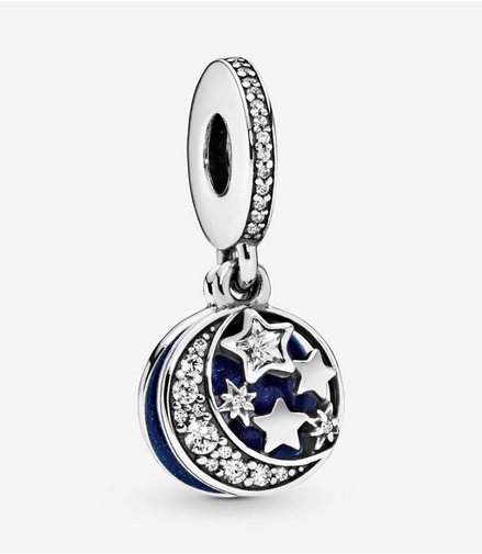 Pandora Moments Moon And Star Silver Dangle
