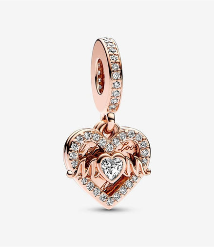 Pandora Moments Heart & Mom Dangle Charm