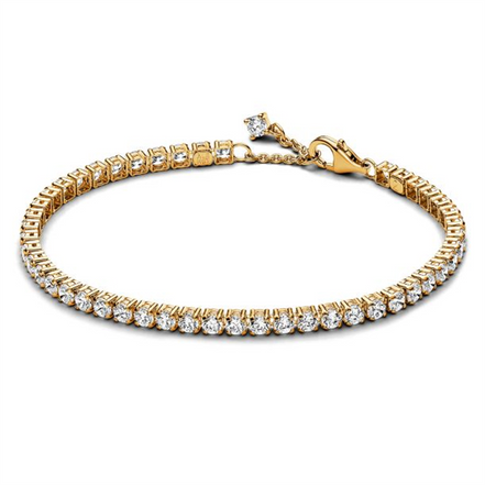 Pandora Timeless Sparkling Gold-Plated Tennis Bracelet Size 20