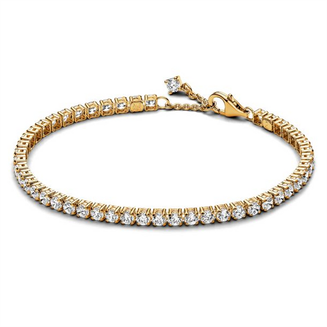 Pandora Timeless Sparkling Gold-Plated Tennis Bracelet Size 20