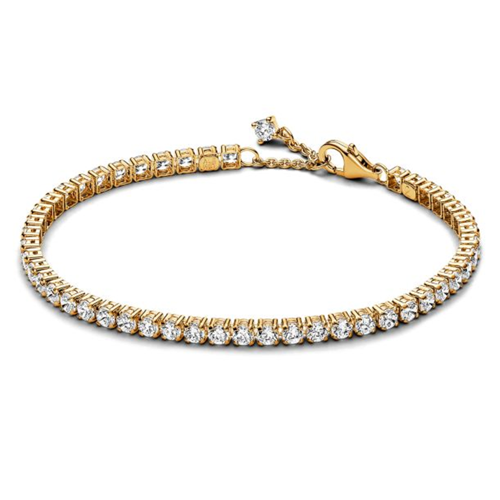 Pandora Timeless Sparkling Gold-Plated Tennis Bracelet Size 20