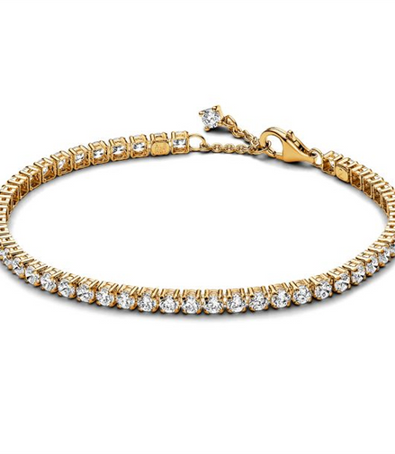 Pandora Timeless Sparkling Gold-Plated Tennis Bracelet Size 20