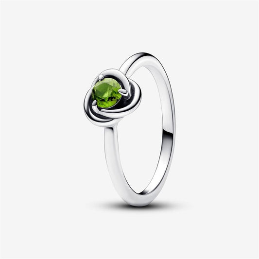 Pandora Moments August Spring Green Eternity Circle Ring Size 7