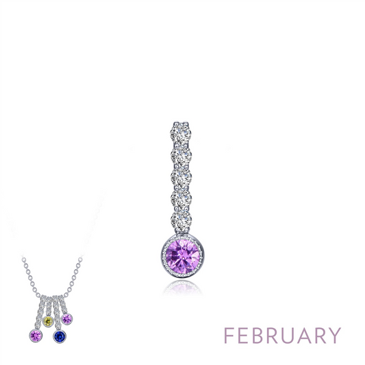 Lafonn 0.32 CTW Simulated Diamond And Simulated Amethyst February Birthstone Love Pendant