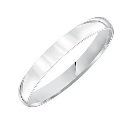 Low Dome 14K White Gold 3MM Comfort Fit Plain Wedding Band Size 7