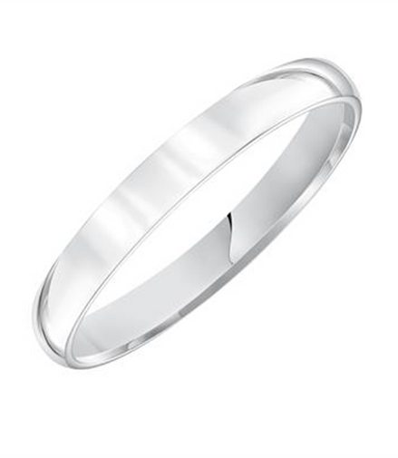 Low Dome 14K White Gold 3MM Comfort Fit Plain Wedding Band Size 7