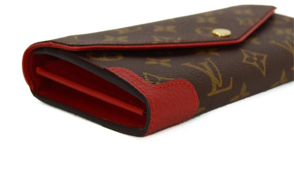 Gently Loved Louis Vuitton Sarah Retiro Monogram Wallet With Red Trim