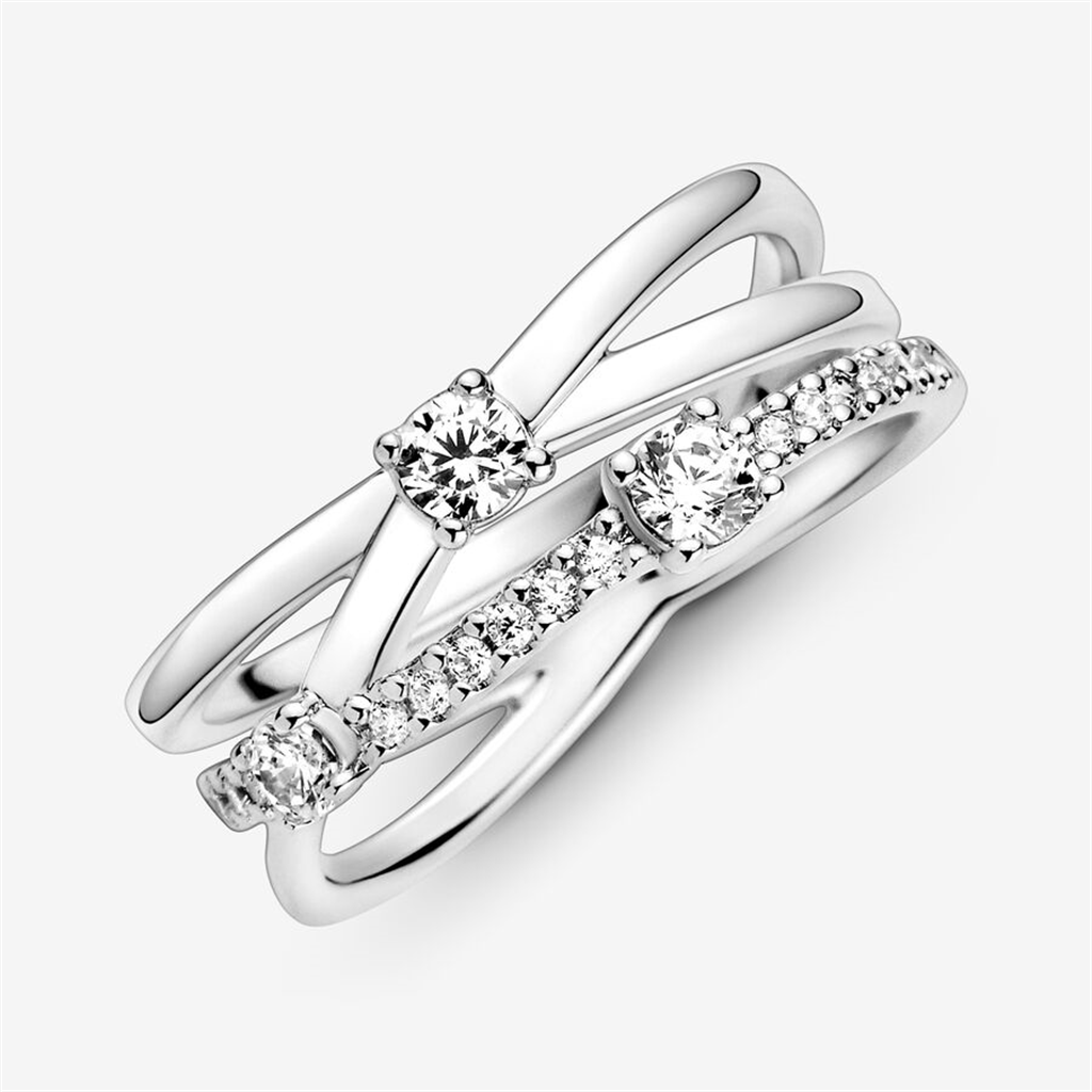 Pandora Timeless Sparkling Triple Band Ring Size 6