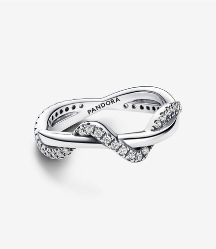 Pandora TimelessSparkling Intertwined Wave Ring Size 7.5