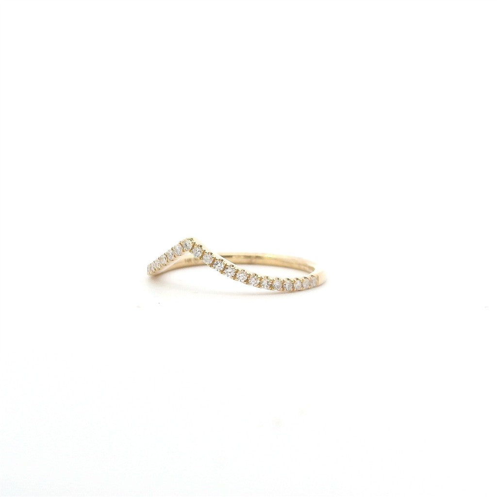 14K Yellow Gold Diamond Wishbone Fashion Ring