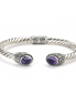 Samuel B Sterling SIlver Oval Amethyst Twisted Bangle Bracelet