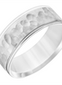 Fredrick Goldman 14K White Gold Flat Round Edge Carved Wedding Band Size 10