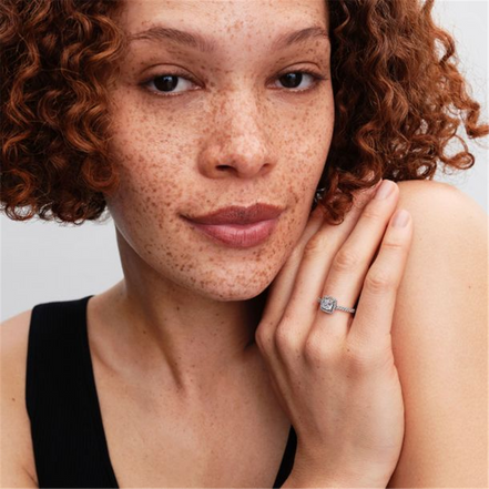 Pandora Sparkling Square Halo Ring Size 9