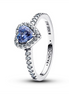 Pandora Sparkling Blue Elevated Heart Ring Size 7