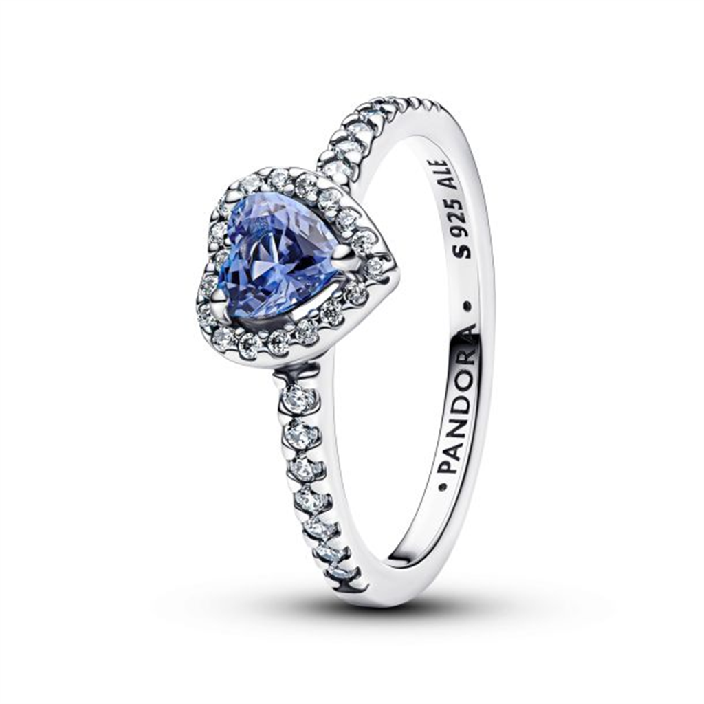 Pandora Sparkling Blue Elevated Heart Ring Size 7
