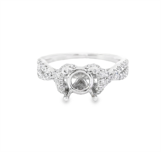 14K White Gold Diamond Semi-Mount Halo Engagement Ring
