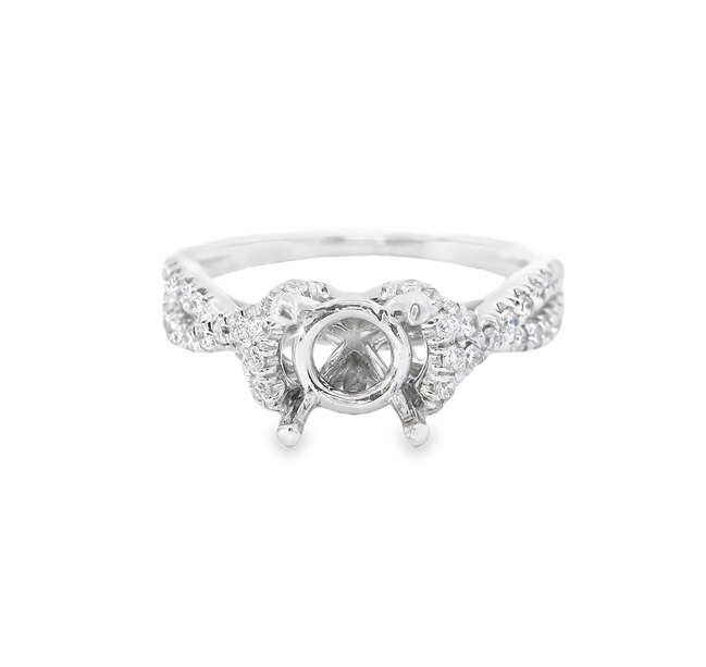14K White Gold Diamond Semi-Mount Halo Engagement Ring