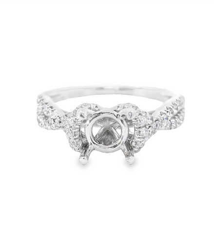 14K White Gold Diamond Semi-Mount Halo Engagement Ring