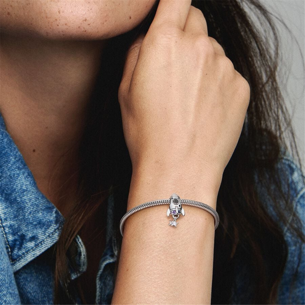 Pandora Moments Space Love Rocket Charm