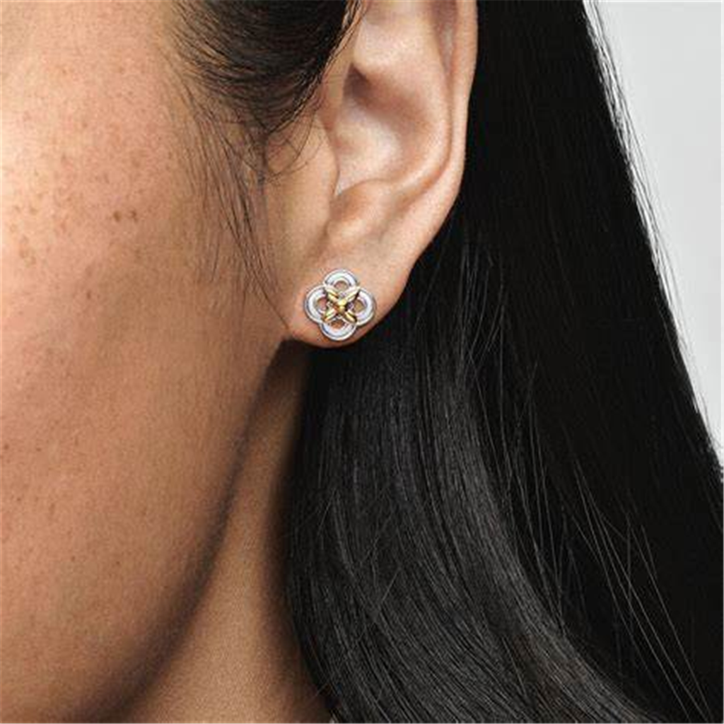 Pandora Moments Two-tone Flower Stud Earrings
