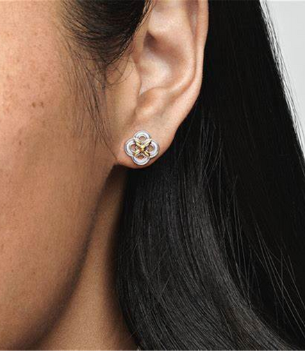 Pandora Moments Two-tone Flower Stud Earrings