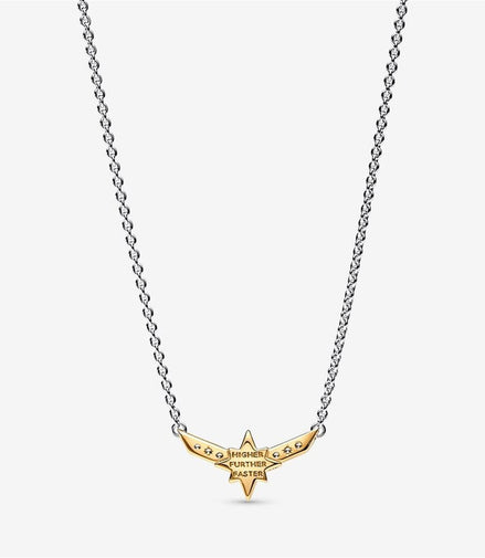 Pandora Marvel Captain Marvel Octogram Star Two tone Pendant Necklace
