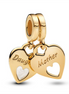 Pandora Mother & Daughter Double Heart Splittable Gold-Plated Dangle Charm