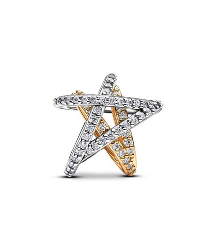 Pandora Moments Two-Tone Sparkling Crossover Star Charm