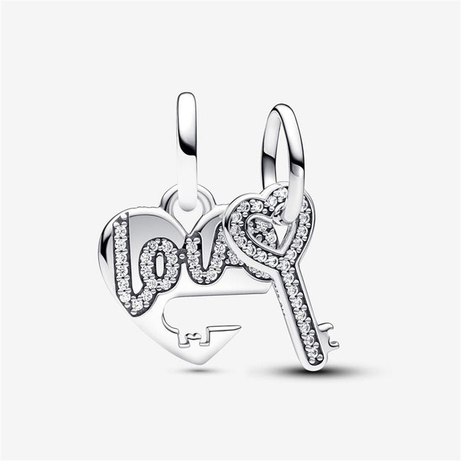 Pandora Moments Splittable Heart & Key Dangle Charm