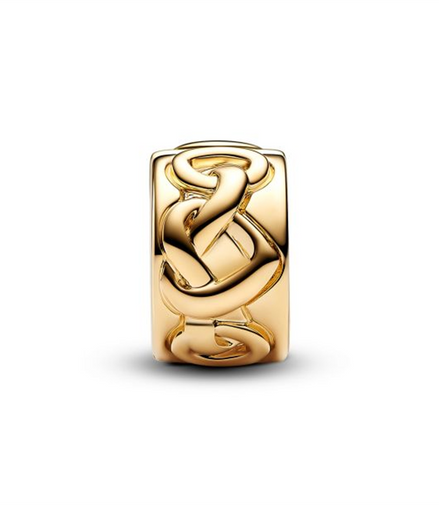 Pandora Moments Knotted Hearts Clip Gold-Plated Charm